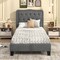 Twin Size Bed Frame with 46 Inch Tall Button Tufted Headboard-Gray